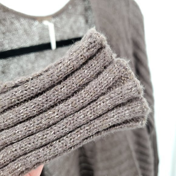 *Repair* Free People Oversized Ribbed Knit Open Cardigan S Blackberry Heather - Picture 9 of 16